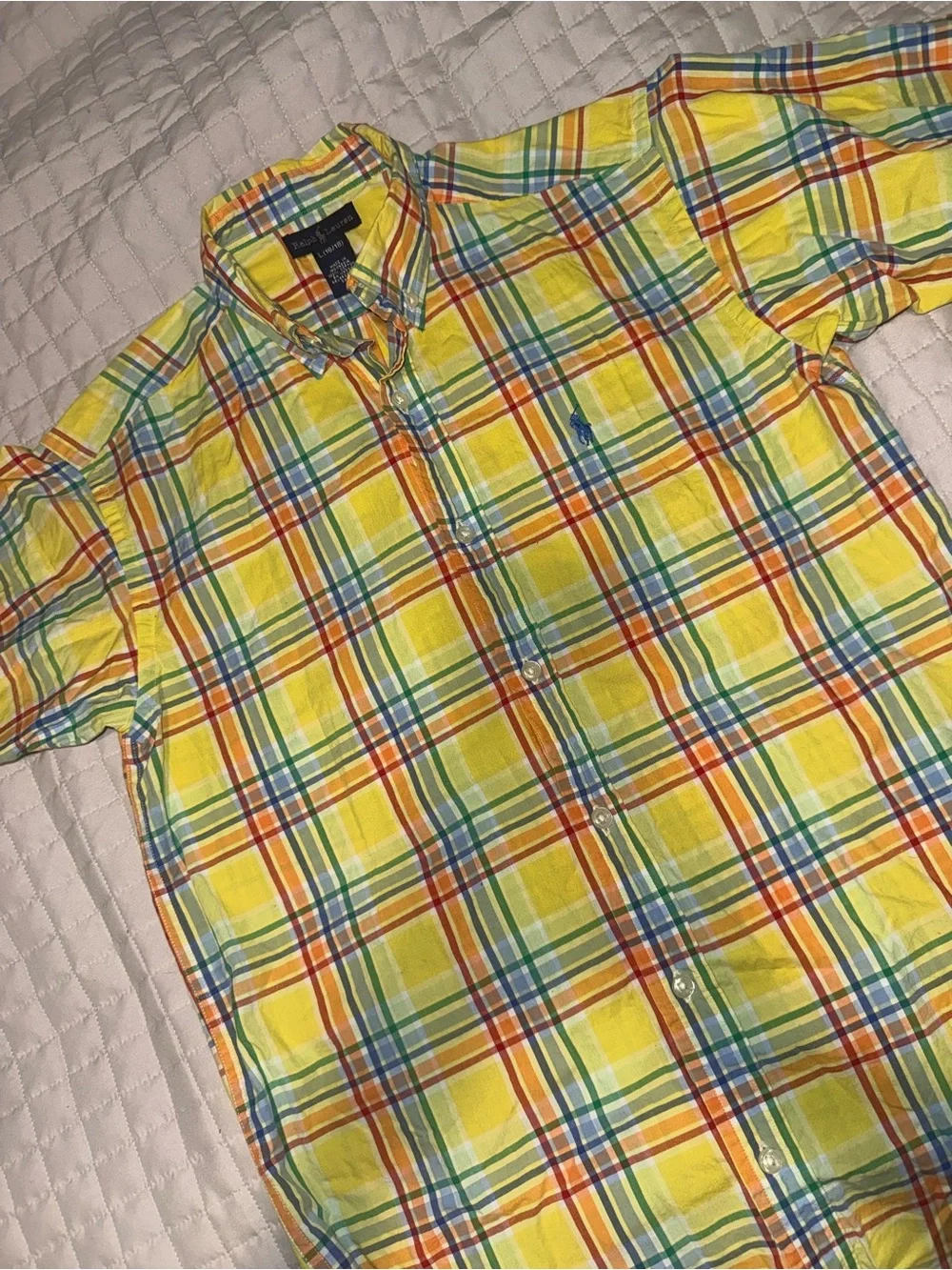 Boys Polo by Ralph Lauren Yellow Plaid Button-Down Shirt